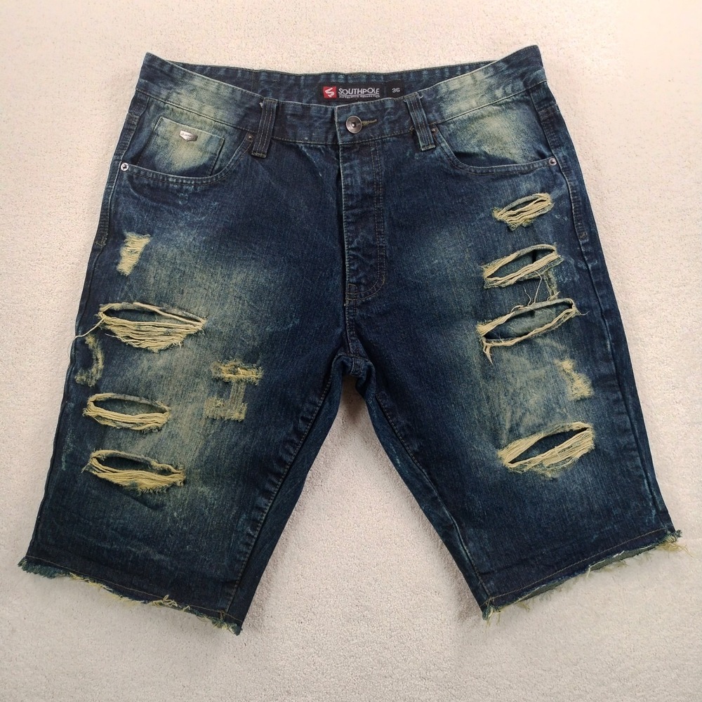 VTG Southpole Shorts Men's 36 Dark Denim Jorts Distressed Hip Hop Skater Y2K
